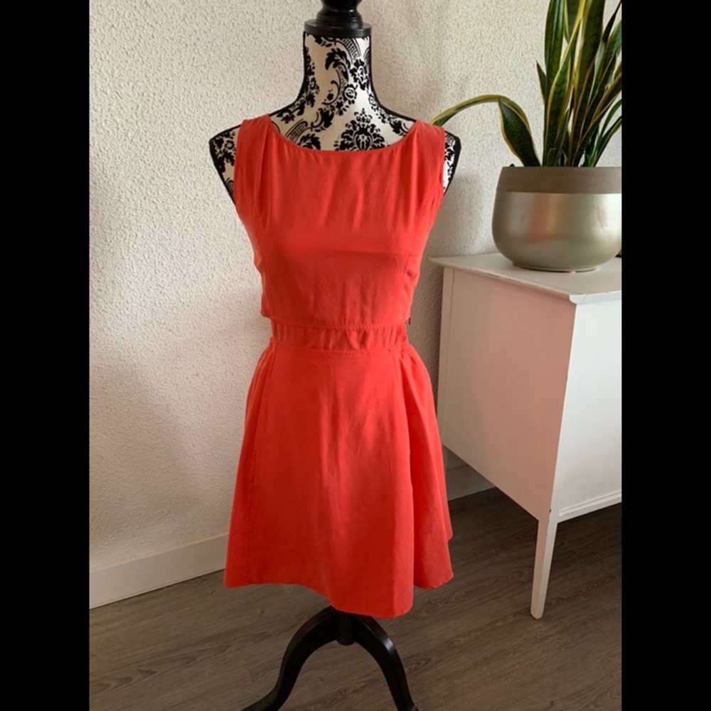 Slit back coral dress